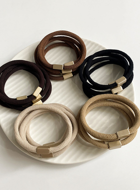 5根装咖色橡皮筋高弹力耐用扎头发皮套女头绳简约气质绑头发发圈