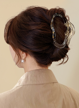 小众设计感透明抓夹大号发量多鲨鱼夹高级感发夹女后脑勺夹子头饰