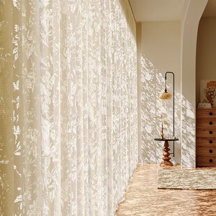 法式镂空纱帘透光不透人窗帘2026新款简约现代客厅阳台月枝影窗纱