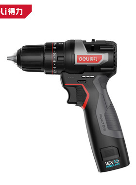 DeLI得力16V10mm锂电无刷冲击钻 家用冲击手钻双电 DE-CZ16-1D2