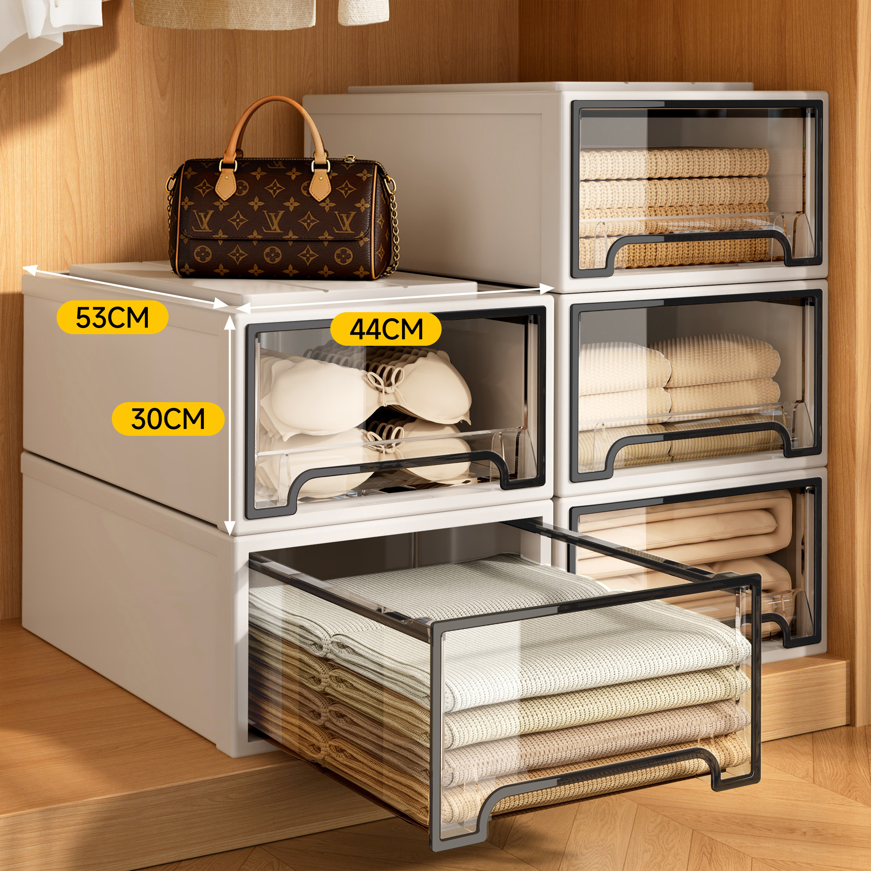 日本内衣抽屉式收纳盒收纳箱衣柜家用整理衣物透明储物箱衣服分层,收纳整理,内衣收纳盒,淘宝优惠券,粉丝福利购,淘宝优惠卷