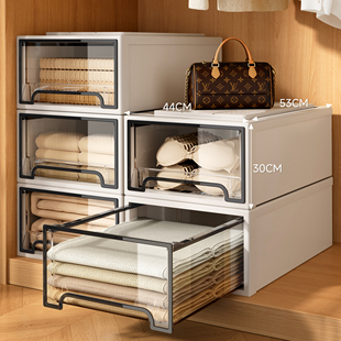 日本抽屉式收纳箱衣柜收纳盒家用整理衣物透明储物箱裤子衣服分层