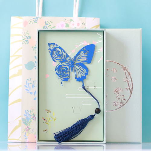 蝴蝶金属镂空书签古典中国风金属创意礼品定制刻字书签送学生老师企业定制