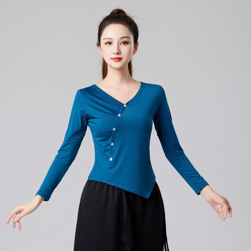 秋季广场舞服装新款长袖上衣女古典舞蹈服考级练功显瘦演出服装