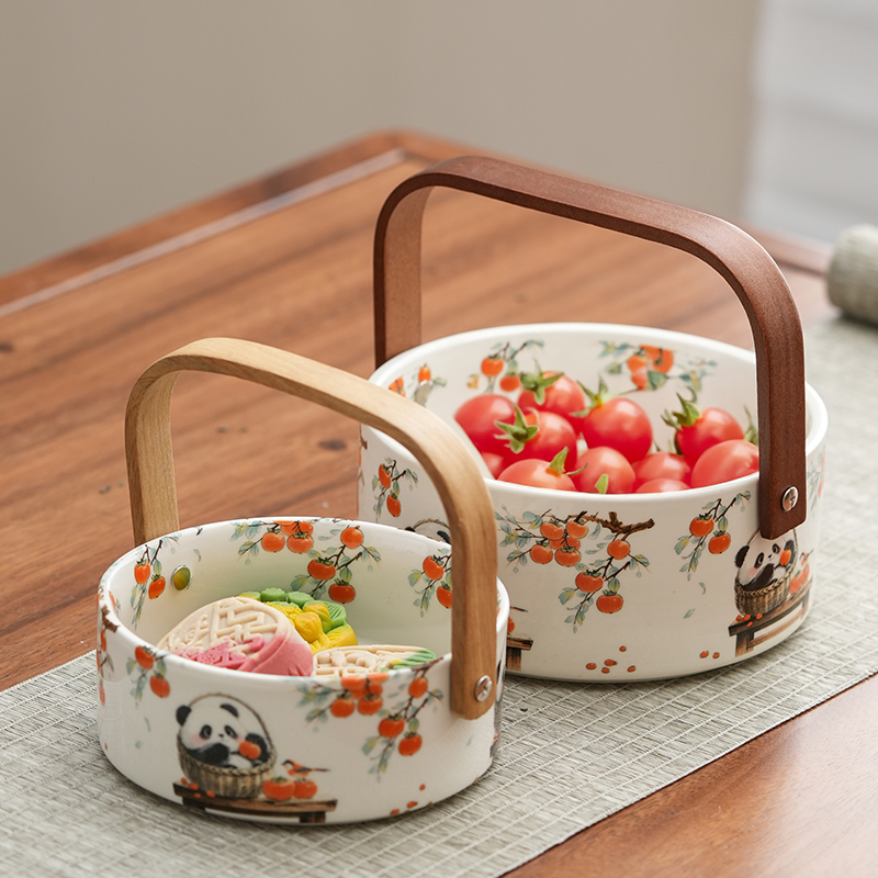 中式水果篮客厅家用茶几摆放果篮