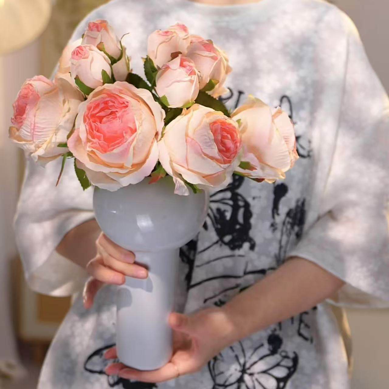 把束干花 淡粉色 焦边玫瑰花 6头玫瑰花 仿真花,家居饰品,仿真花/假花,淘宝优惠券,粉丝福利购,淘宝优惠卷