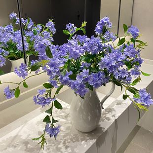 蓝雪花 长支 冷色系 叶子是手感叶 绢布可水洗 大型仿真花