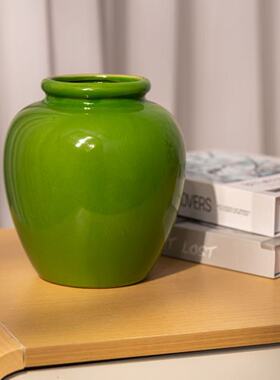 绿色陶瓷花瓶（可水培）餐桌花瓶 高温陶瓷