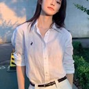 女新款 春夏小马标刺绣衬衫 宽松休闲慵懒防晒衬衣外穿棉麻百搭上衣