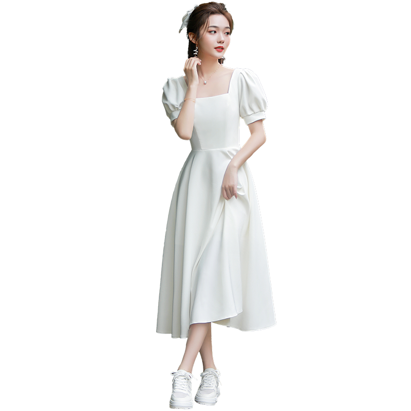 领证小白裙法式情侣个子轻婚纱平时可穿登记白裙子礼服订婚连衣裙