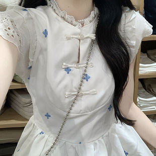 中式 气质甜美温柔仙女长裙 国风复古初恋碎花连衣裙新款 女夏小飞袖