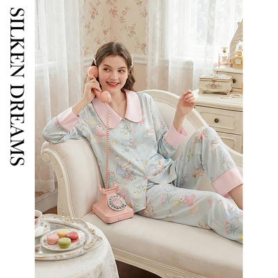 【夏日氧气  白日梦蓝】春秋时尚可外穿薄款睡衣家居服长袖7