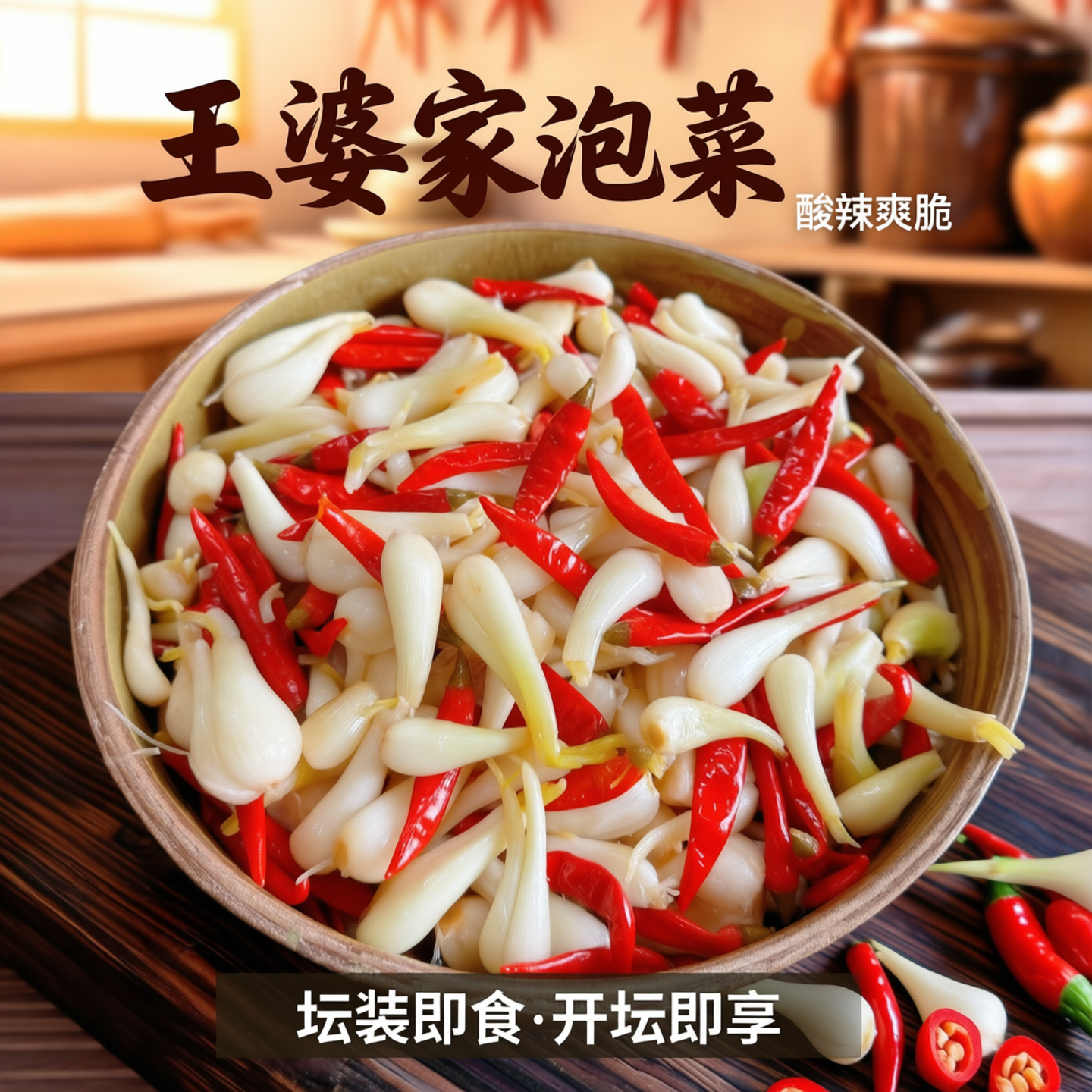 王婆家泡菜酸辣荞头老母水泡藠头仔姜大蒜开味解腻泡茭头坛装即食