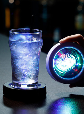 led发光杯垫 酒吧鸡尾酒发光底座灯 酒杯垫底灯光发光调酒底座灯