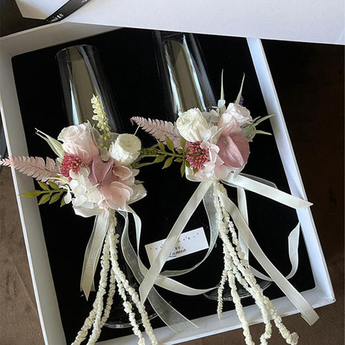 婚礼DIY永生花敬酒杯材料包