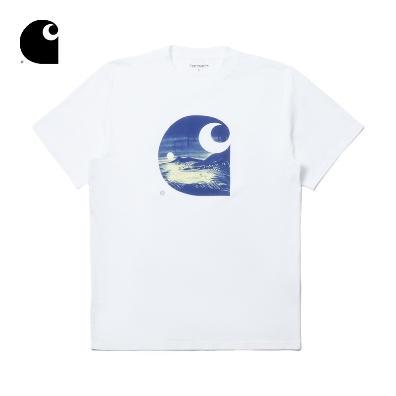carhartt wip男装c logo 夜月热带岛屿图案印花短袖t恤030185i