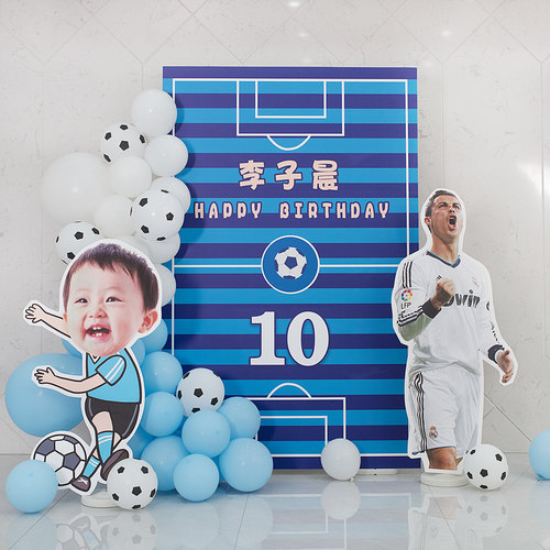 足球主题生日布置气球kt板