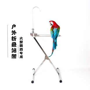 鹦鹉站架不锈钢鸟用训练架子亚马逊灰鹦鹉折衷金刚葵花户外放飞栖