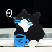 可爱黑猫原创异形硅胶鼠标垫子女生小号日韩风办公防滑加厚护腕垫