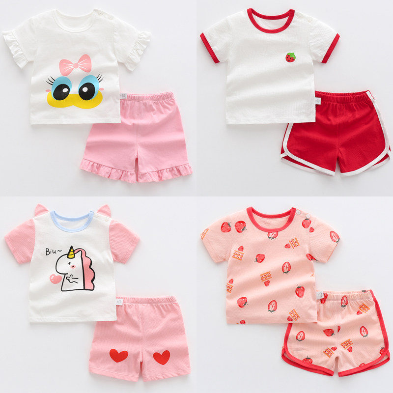 男童短袖运动套装女宝宝夏季童装上衣幼儿童1岁3夏装短裤婴儿衣服