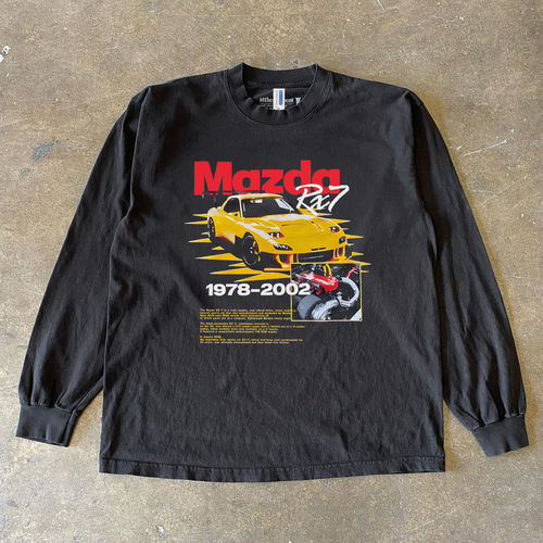 搞钱做牛马 260克重磅纯棉！RX-7复古汽车嘻哈情侣秋冬长袖T恤潮