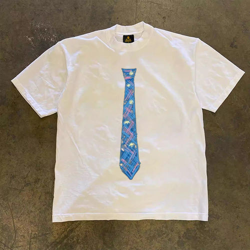 搞钱做牛马 3A260克纯棉双纱！慈善店！重磅情侣女宽松短袖T恤男