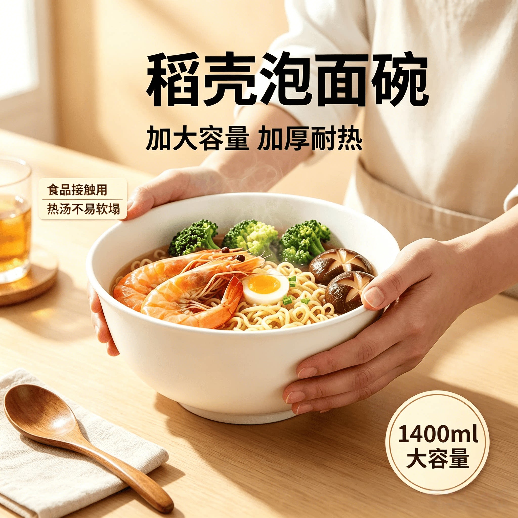 一次性稻壳大汤碗饭碗泡面碗筷户外高档烧烤野餐露营加厚商用聚餐