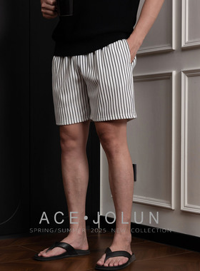 白色条纹休闲四分短裤男夏2026新款夏季薄款外穿宽松男士运动裤子