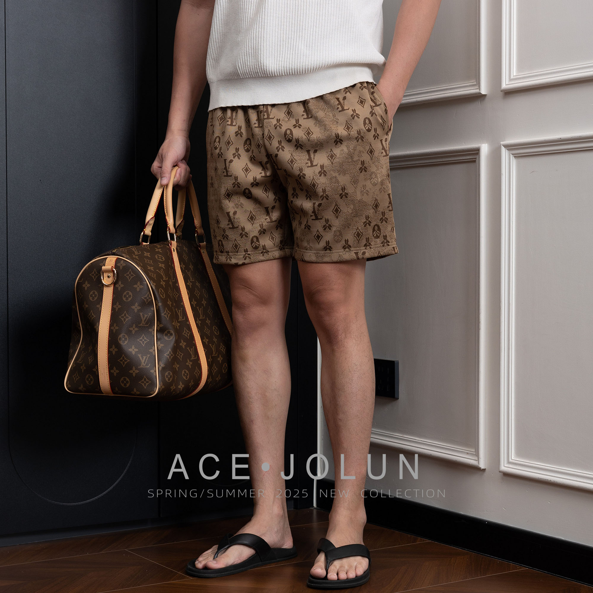 【海与浪】棕色休闲四分短裤