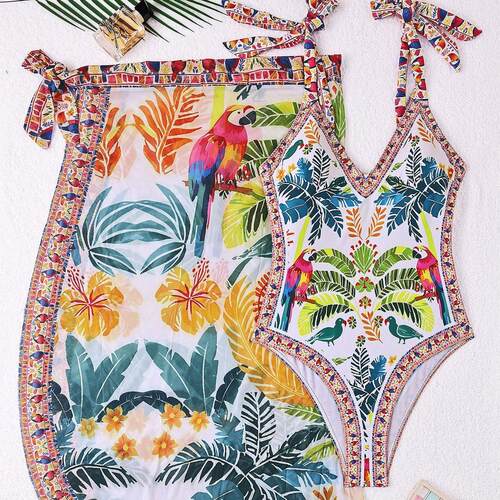 Passionate floral print full coverage one-piece swimsuit