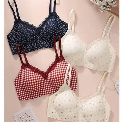 Girls' lace floral lingerie, women's small chest, big