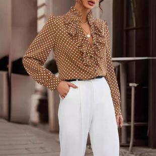 Top lace collar shirt women's long sleeved shirt