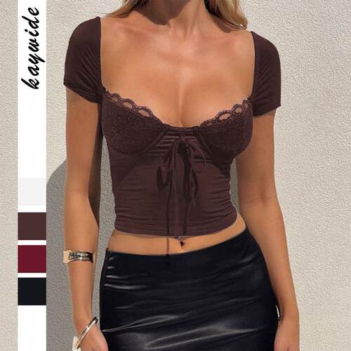 Short sleeved T-shirt for women's summer decoration,