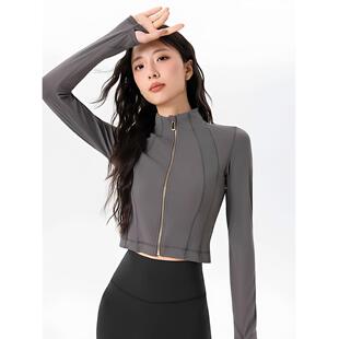 Sports jacket for women, windproof stand up collar zipper,