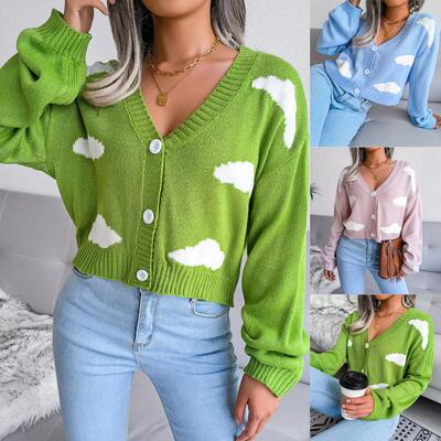 White Cloud Knitted Cardigan Sweater Solo Women's