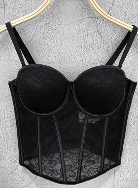 Mesh fishbone lace camisole vest with a sense of outerwear