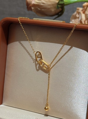 设计感轻奢镶钻猪鼻子流苏项链