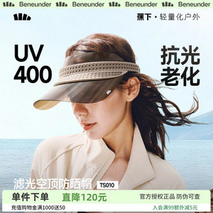 镜片遮阳帽防紫外线速干网球帽骑行帽 蕉下滤光空顶防晒帽女夏新款