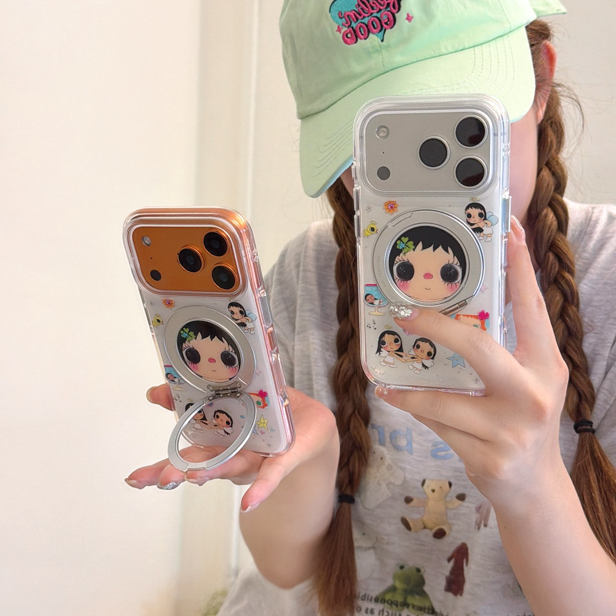 四叶草天使小玉适用苹果iphone17promax手机壳磁吸支架16pro新款保护套15超好看360一体支架保护套