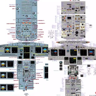 高清笔记空客A320+波音737飞机驾驶舱座舱图矢量图无限放大。两个