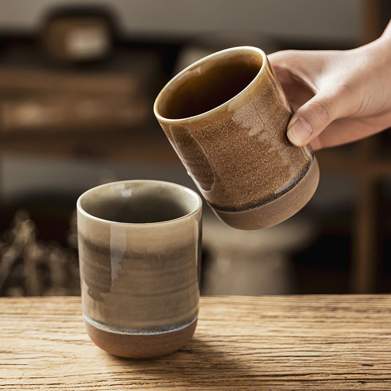 窑变无把杯子陶瓷直筒杯家用水杯茶杯主人杯功夫茶具品茗杯咖啡杯