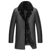 拼貂内胆02 海宁真皮皮衣男冬季 水貂领山羊皮真皮风衣男中长款 806