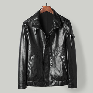 外套14 2025新款 翻领短款 修身 23012 真皮皮衣男油蜡山羊皮夹克韩版
