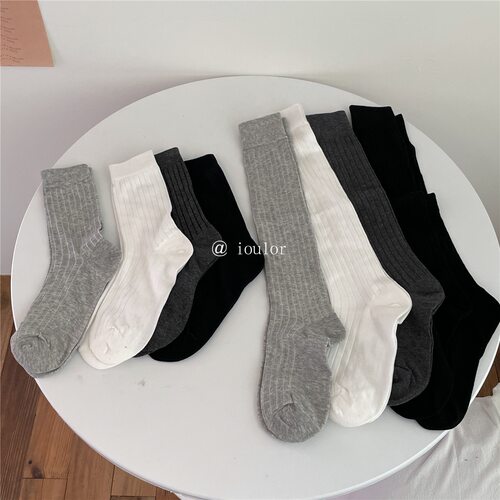 万能学院风黑白棉袜小腿袜