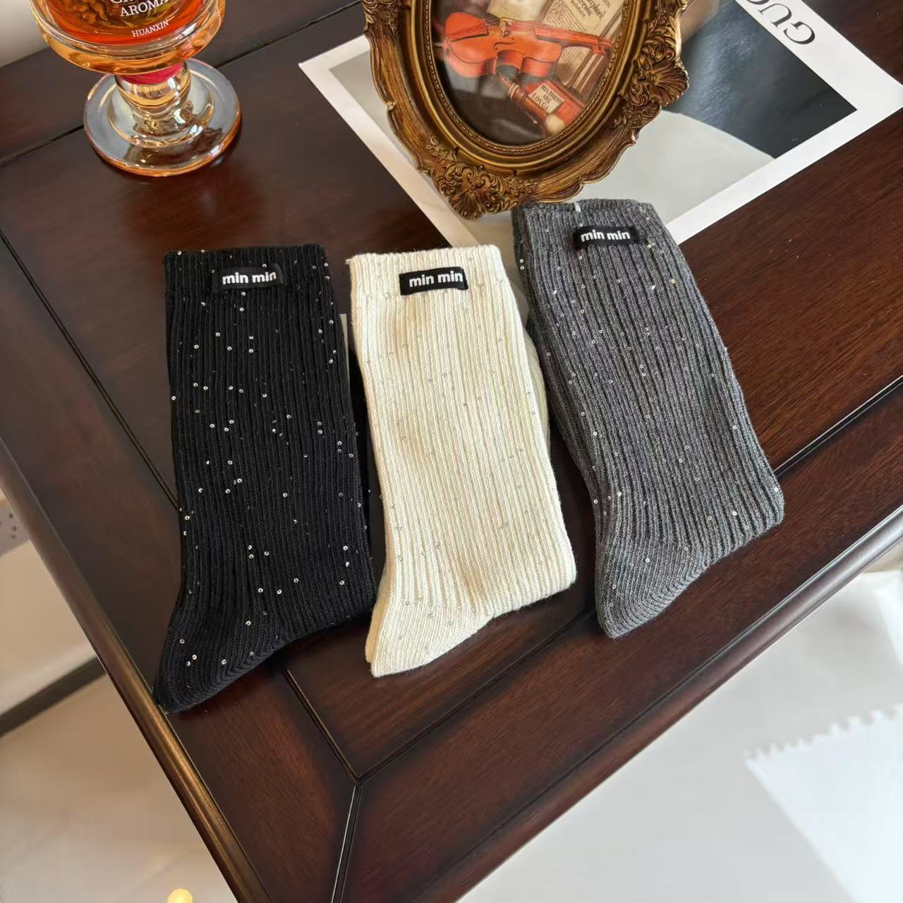 亮片中筒袜ins潮长筒百搭