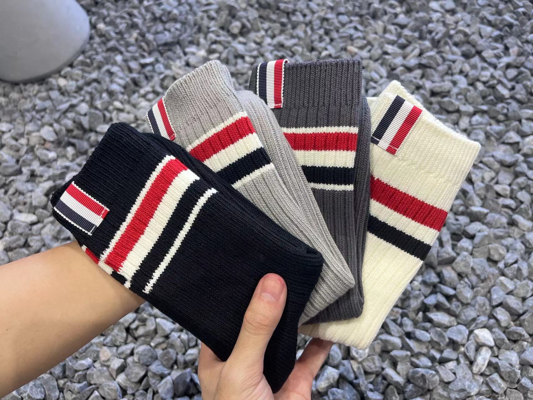 中筒袜条纹纯棉简约百搭透气