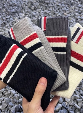 tb红条布标条纹粗线简约百搭舒适透气纯棉潮洋气个性