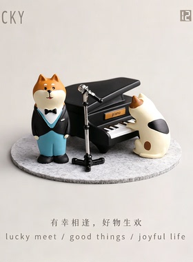 YLUCKY音乐会柴犬树脂摆件送礼