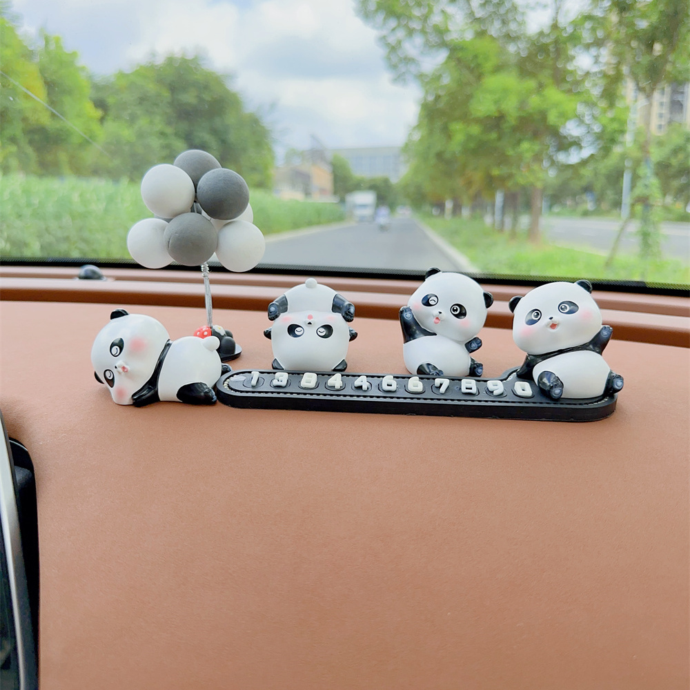 车载临时停车新款挪电话号码牌熊猫汽车可爱创意移内停靠摆件女神