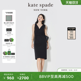 百搭女装 kate 连衣裙优雅气质出行女轻奢时尚 黑色V领无袖 spadeks